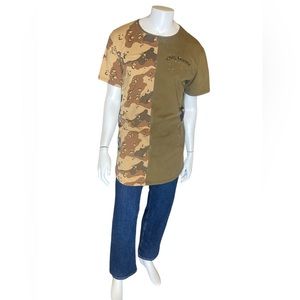 Civil Regime Camo Green T Shirt Men’s Large Tee Split Pattern 100% Cotton